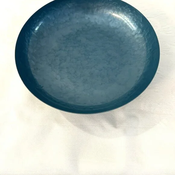 Mid-Century Sea Blue Kyes Greek Key Pedestal Bowl